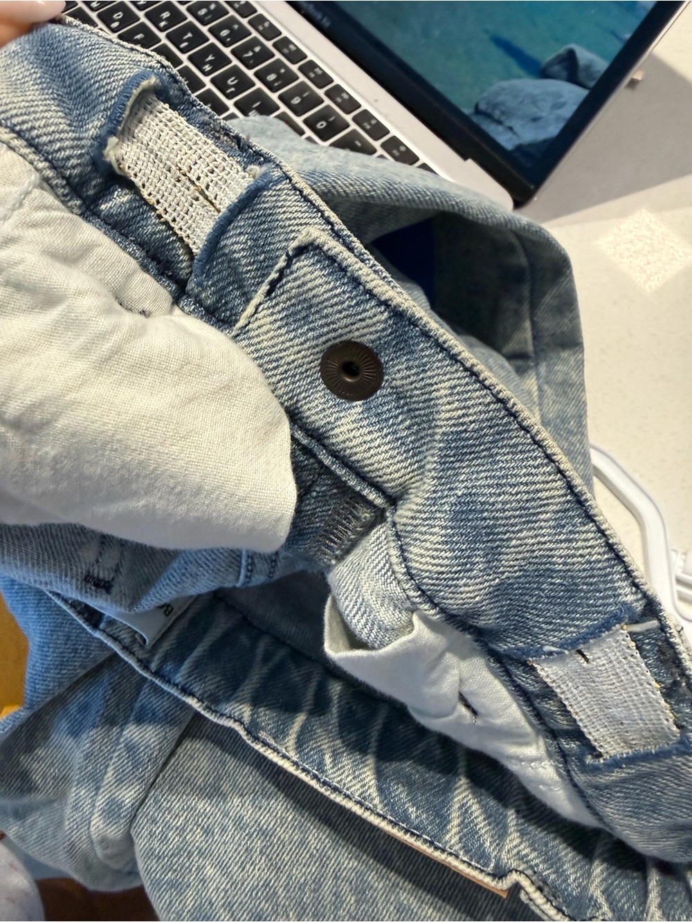 Bobo Choses Light Blue Denim Jeans with Green & Blue Patches - Picture 8 of 8